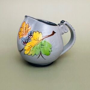 Vintage Ceramic Made In Italy Creamer Blue floral Grape Design Numbered